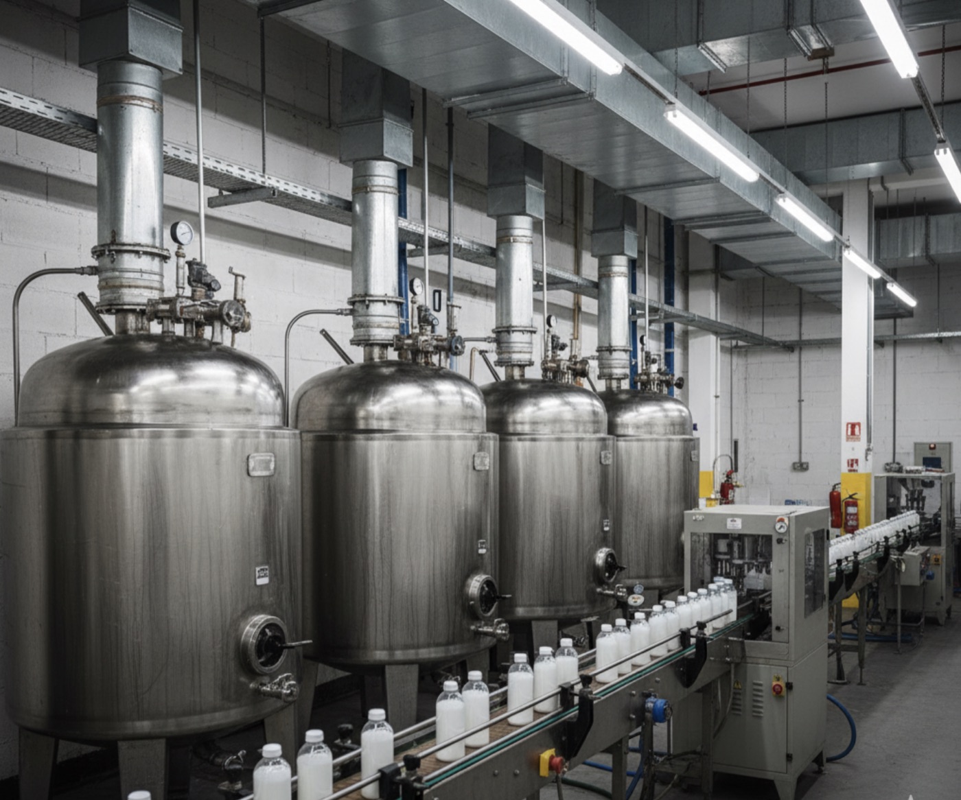 Novasia üretim tesisinde çelik kazanlar ve dolum hattı